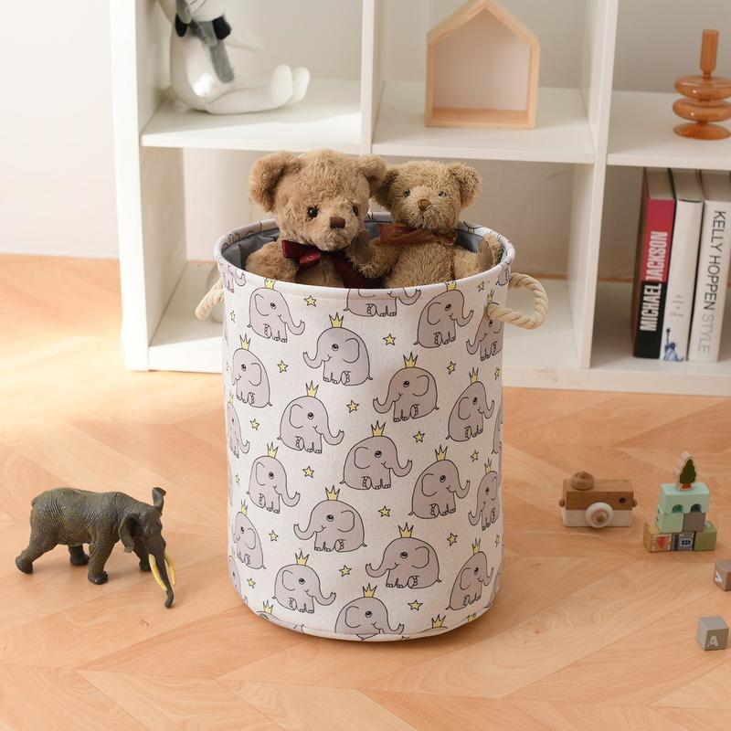 Baby Laundry Hamper, Animal Basket Safari Nursery Decor Baby Storage Basket, Toy Storage Organizer Collapsible Animal Laundry Hamper with Drawstring Closure Waterproof Round Nursery Hamper for Boys Toddler, for Kid's Room, Play Room Lion Unicorn elephant