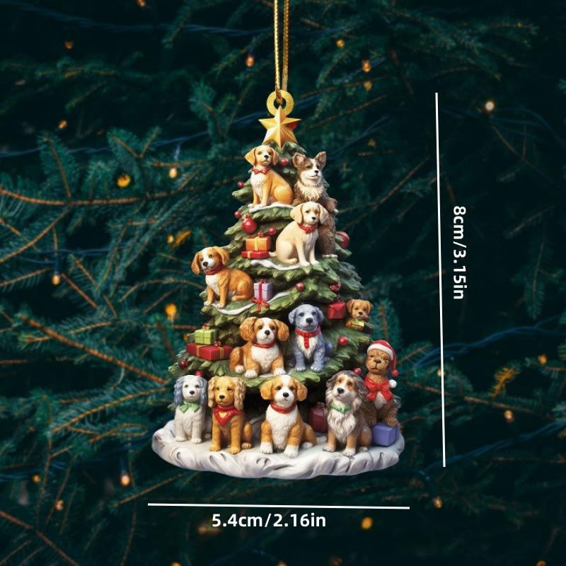 Creative Book Tree Christmas Design Hanging Ornament, 1 Count Acrylic Hanging Decoration with Chain, Festive & Party Supplies for Home Decor