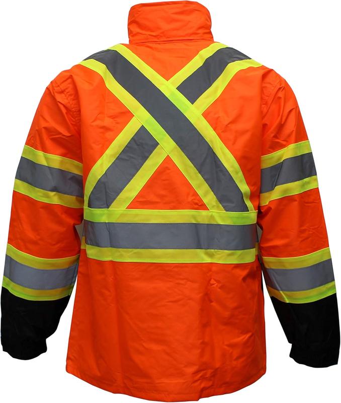 Troy Safety TS-RW-CLA3-TOR77 Class 3 Rain suit, Jacket, Pants High Visibility Reflective Black Bottom