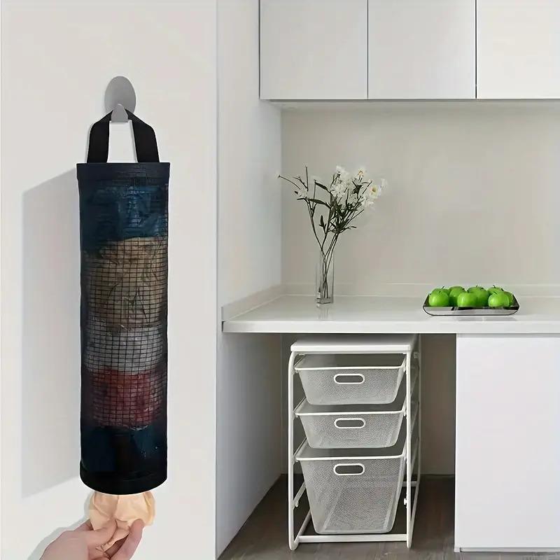 Wall Mounted Garbage Bag Storage Bag, Large Capacity Plastic Bag Holder, Household Storage Organizer for Kitchen