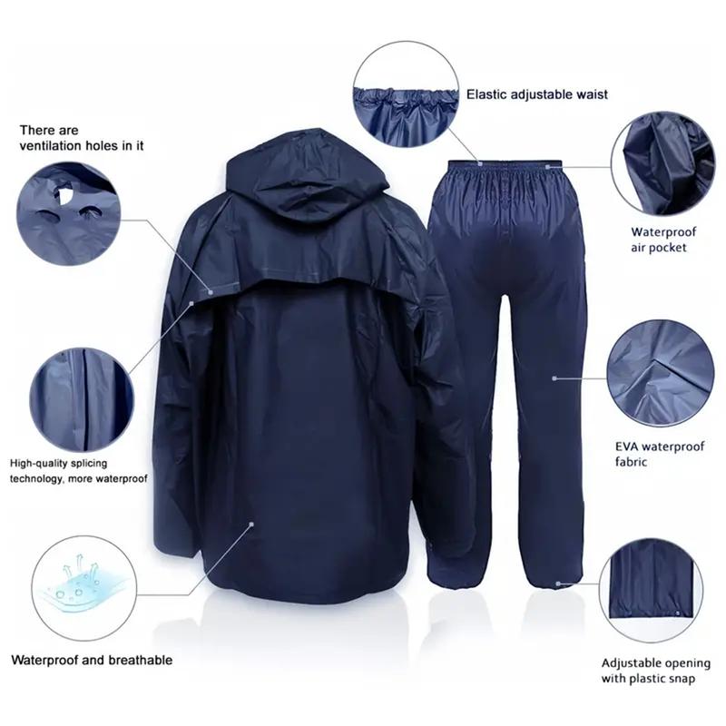 Ultra-Lite Waterproof Hooded Rain Suit Set - Lightweight, Breathable, and Durable Polyester Rainwear for Golf, Hiking, Traveling, and Running - Non-Stretch, and Four-Season Wear