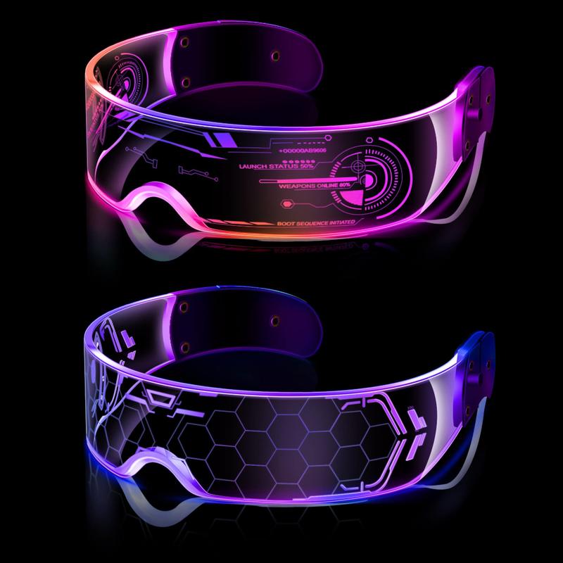 LED Multi-Color Glow Glasses,Party, Concert, Clubbing,Adjustable Colors,High-Brightness, Comfortable Fit, Durable EVA Material,2048 Cyberpunk Style,Perfect for Festivals and Social Events