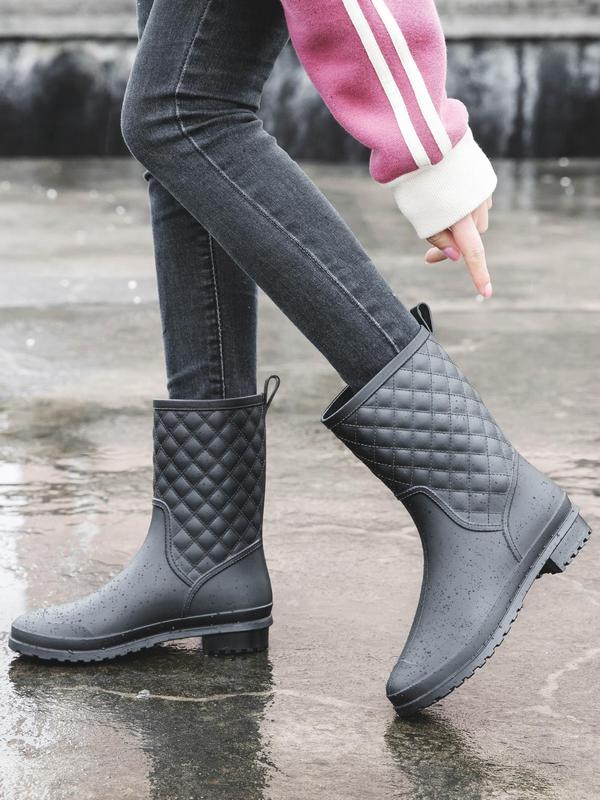 Women's Solid Color Slip-on Rain Boots, 1 Pair PVC Non-slip Waterproof Mid-calf Boots for Women & Girls, Perfect for Students and Outdoor