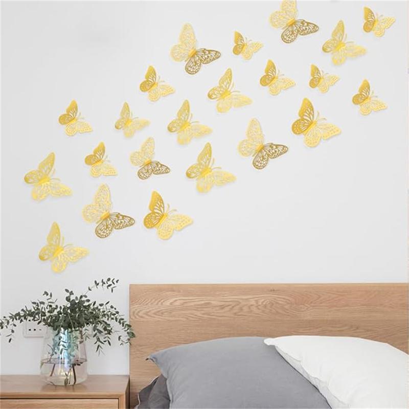 Butterfly Decorations, 48pcs 3D Gold Butterflies, 3 Styles 3 Sizes Butterfly Wall Decor, Butterfly Cake Decorations, Butterfly Party Decorations, Gold Room Decor, Butterflies for Bouquets