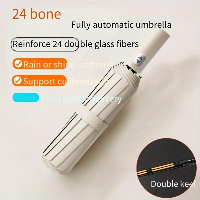 24-bone Fully Automatic Folding Umbrella, 1 Count Windproof & UV-proof Umbrella, Portable Umbrella for Business & Leisure