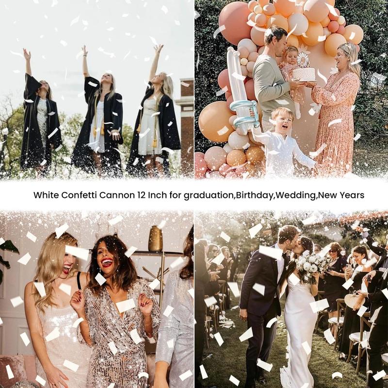 Confetti Cannon White Biodegradable Party Popper 12 Pack Rice Paper Party Poppers Confetti Shooters White Confetti Cannons for Wedding Graduation  Year Eve Celebration Christmas Birthday Party