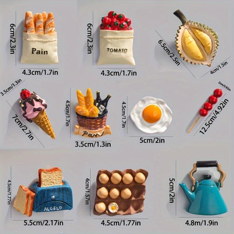 Random Style 3D Cartoon Food Design Refrigerator Magnet, 10pcs set Cute Magnetic Fridge Sticker, Home Decor for Kitchen, Kitchen Accessories