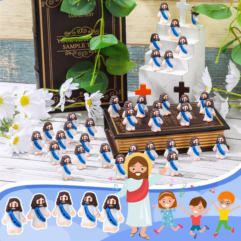 Mini Jesus Figures 50 Pcs Little Jesus Figures with Slogan Jesus love You Mini Jesus Statue to Hide and Seek Religious Christmas Christian Baptism Gifts