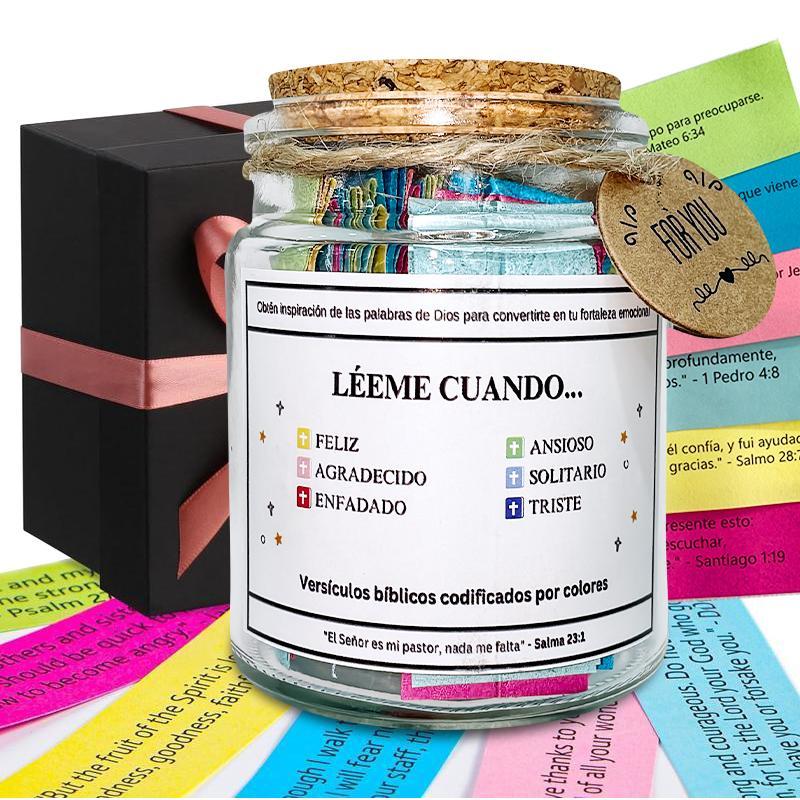 Bible Verse Jar Spanish Version, 1 Set Glass Scripture Prayer Jar, Room Decor, Bedroom Decor, Summer Express Emotions and Feelings Gift, Perfect for Church Holidays, School Supplies, Fall Decor