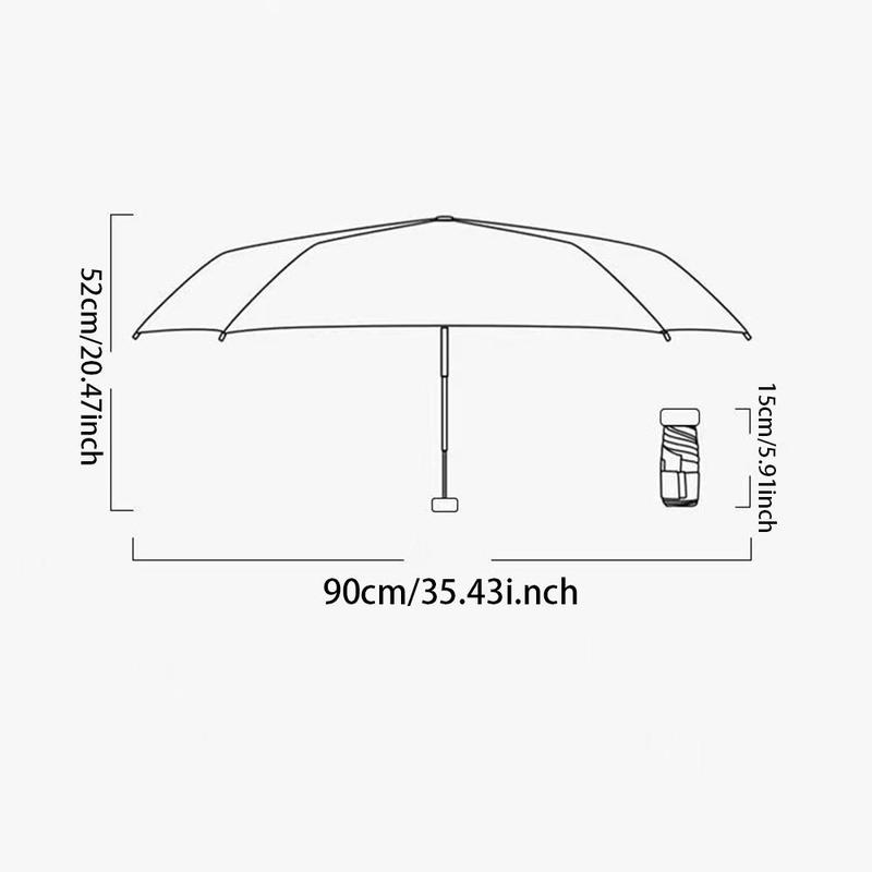 Portable Pocket Umbrella, 1 Count 6-rib Mini Folding Umbrella with Case, Durable Umbrella for Sun and Rain Protection,  Outdoor Umbrella, Umbrella for Outdoor Activities