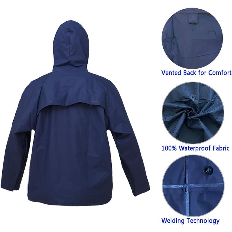 Ultra-Lite Waterproof Hooded Rain Suit Set - Lightweight, Breathable, and Durable Polyester Rainwear for Golf, Hiking, Traveling, and Running - Non-Stretch, and Four-Season Wear