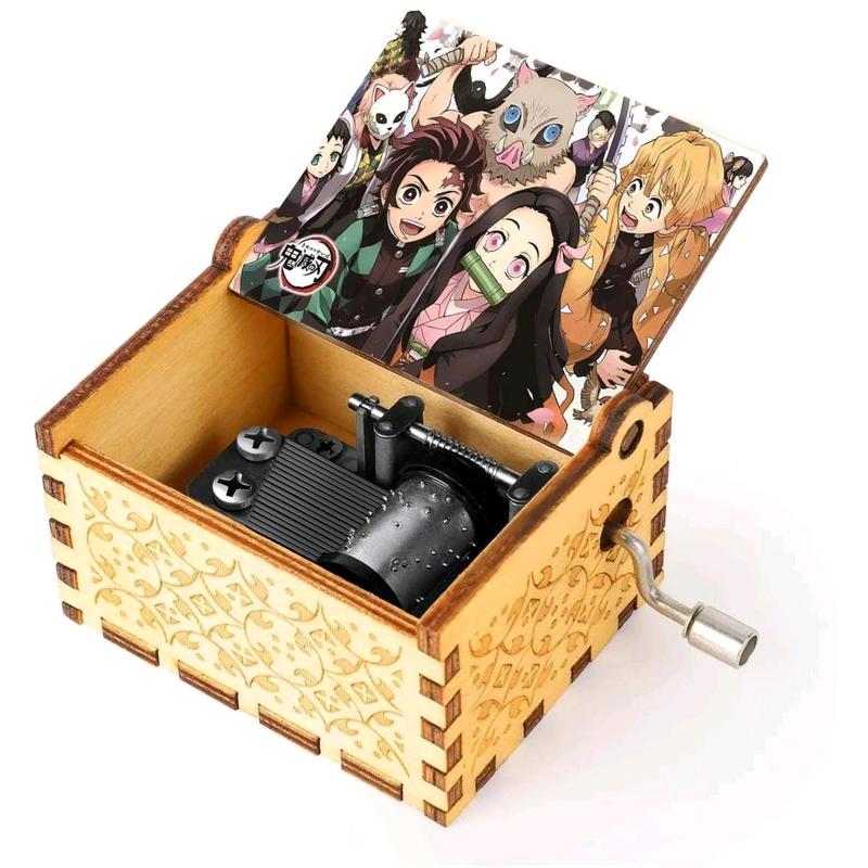 Anime Demon Slayer Wooden Music box ️Popular Gift Melody Hand Crank Ornaments