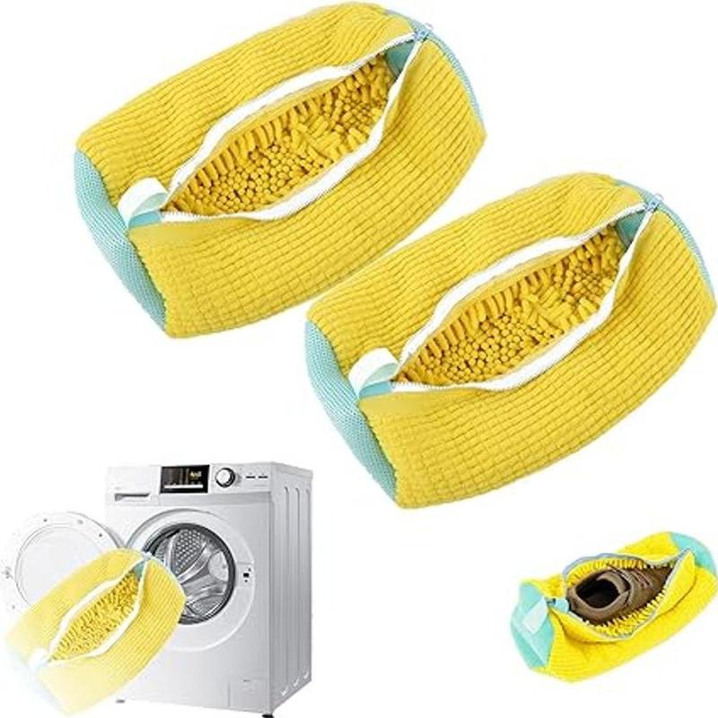 2 Pack Shoe Washing Bag for Washing Machine - Reusable Laundry Shoe Bag for Washer & Dryer, Fits All Shoe Types & Sizes, Yellow