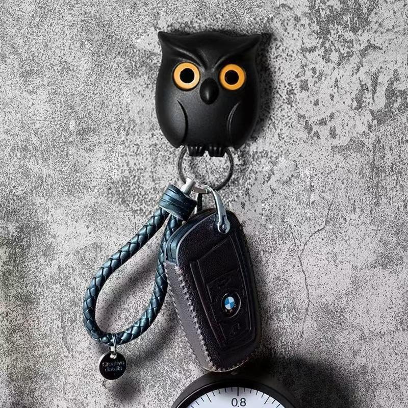 Magnetic Owl Design Key Hook, 3 Counts Cute Magnetic Key Holder, Punch Free Magnetic Wall Hook, Home Organizer for Kitchen Bathroom Office