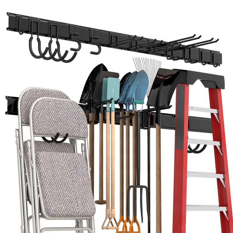 Sttoraboks Garden Tool Organizer, Yard Tool Rack for Garage Organization and Storage, Heavy Duty Steel Tool Holder, Garden Tool Stand for Shed, Basement, Outdoor