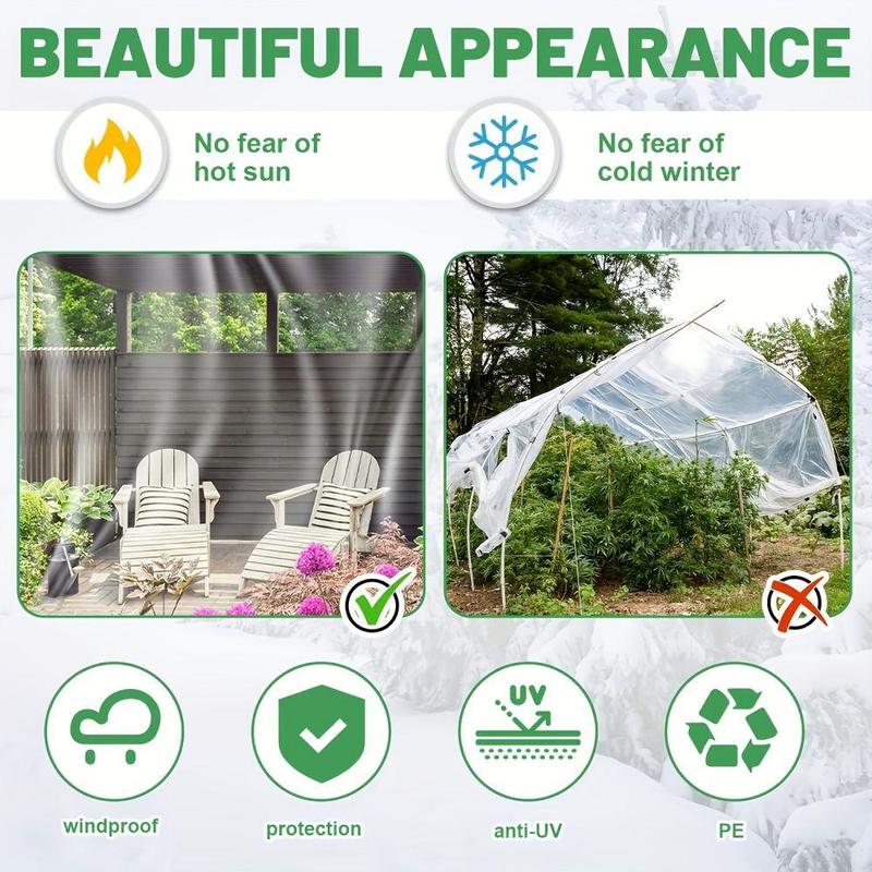 Clear Waterproof Tarpaulin, 1 Count Transparent Tarp with Seal Ring, Outdoor Plant Cover Sheet, Rainproof Garden Cover for Patio, Chicken Coop, Porch Canopy & Camping, Garden Tool Accessories, Fall Porch Decor