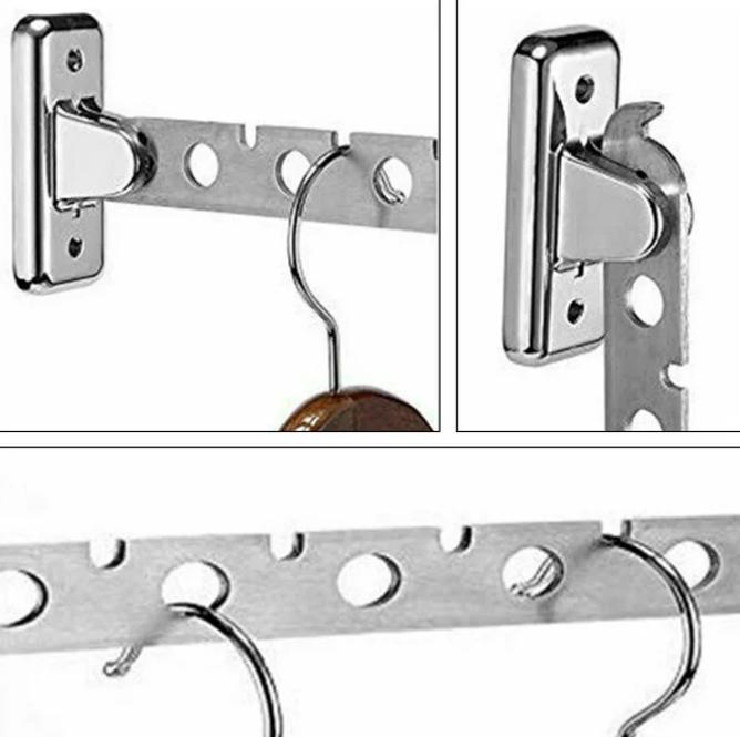 Wall Mounted Clothes Hangers Rack,Foldable Stainless Steel Wall Mounted Clothes Hanger Rack with Swing Arm Space Saver for Laundry Room Bedroom Bathroom Kitchen