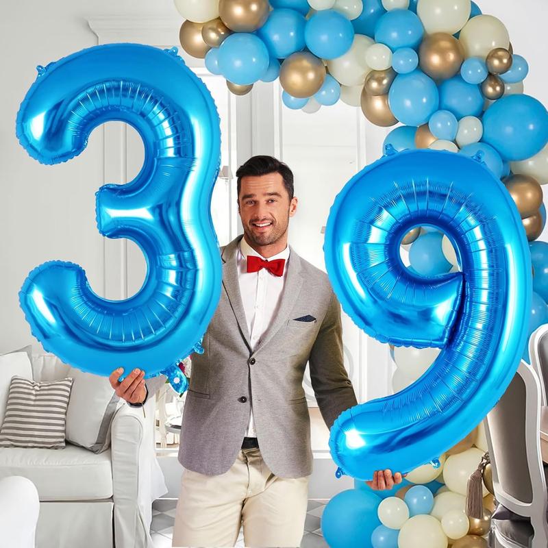 Blue Number 9 Balloon 40 Inch, Big Large Foil Helium Number Balloons, Jumbo Giant Mylar Number 9 Balloons for 9 Year Old Birthday Party Decorations Supplies Anniversary Celebration