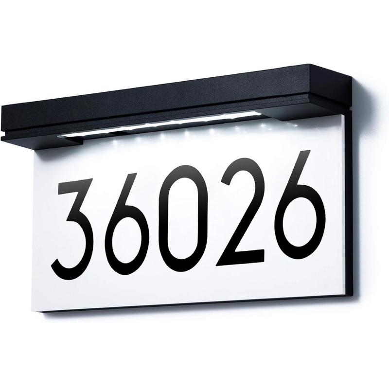 House Numbers Solar Powered, Address Plaques for House, LED Illuminated Waterproof Outside Address Sign 3000K 4500K 6000K Warm White, Cool White, Neutral Light LED, Gift, Light Decor Frame Set Rechargeable Rechargeable