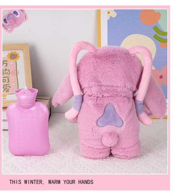 Cuddly plush fill with warm water for period。Anime Stitc Plush with a Bottle for hot Water Filling Cup