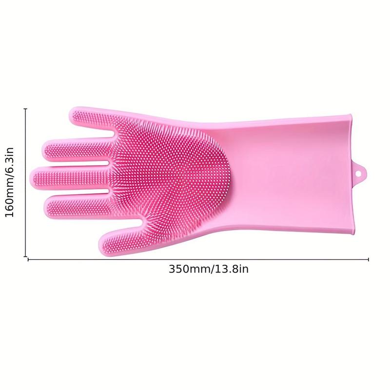 Silicone Dish Washing Gloves, 2 Pairs Kitchen Cleaning Gloves, Multifunctional Pet Bathing & Grooming Gloves, Household Cleaning Supplies