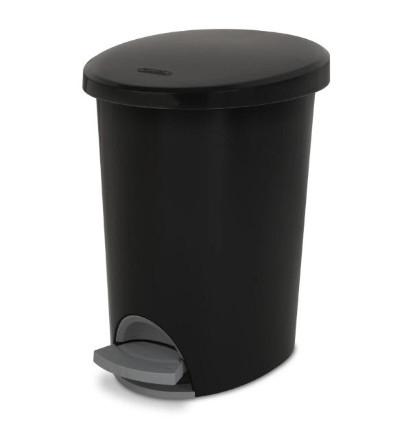 2.6 Gallon Ultra Step On Bathroom Trash Can - Black