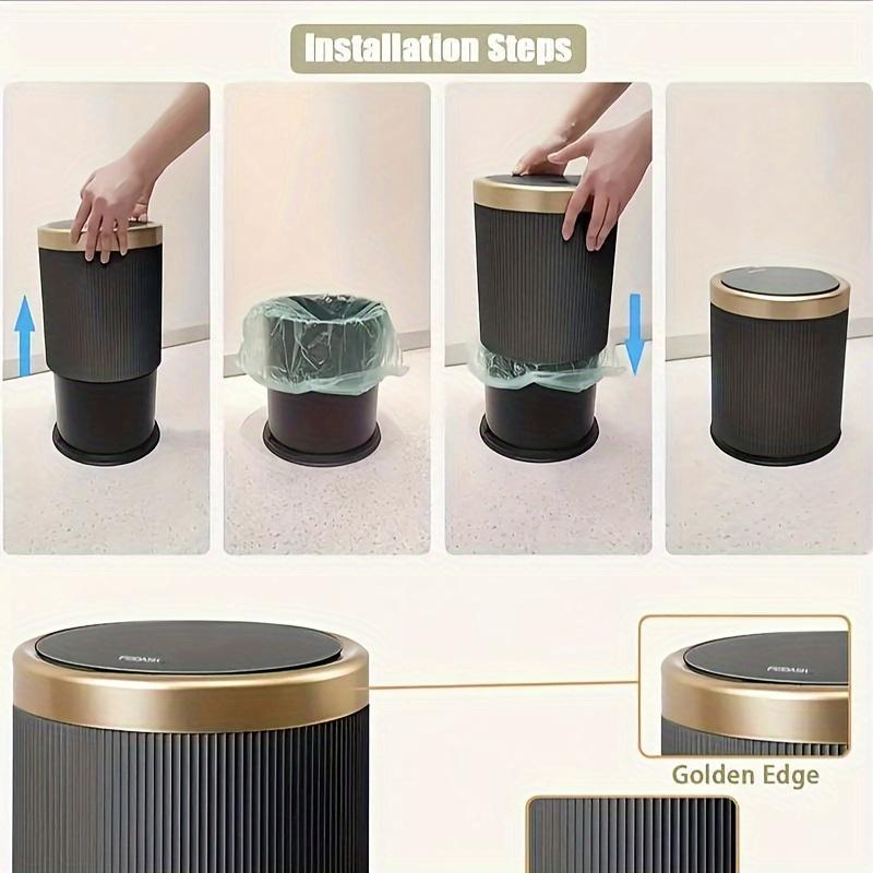 Round Trash Can, 1 Count Modern Simple Covered Trash Can, Household Waste Bin for Home Living Room Bedroom Kitchen