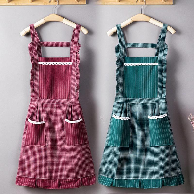 Plaid Pattern Apron for Women, 1 Count Kitchen Apron, Household Cooking Apron, Kitchen Accessories, Home Accessories