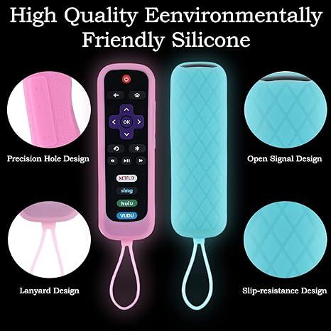 Remote Control Protective Case, Silicone Luminous Case with Lanyard, Non-slip Light Up Cover for Smart TV