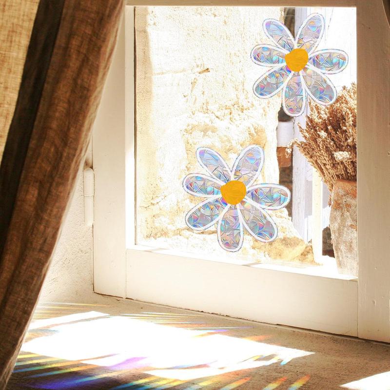 Colorful Flower Pattern Window Sticker, 1 Count Self Adhesive Window Decal, Decorative Sticker for Home Window