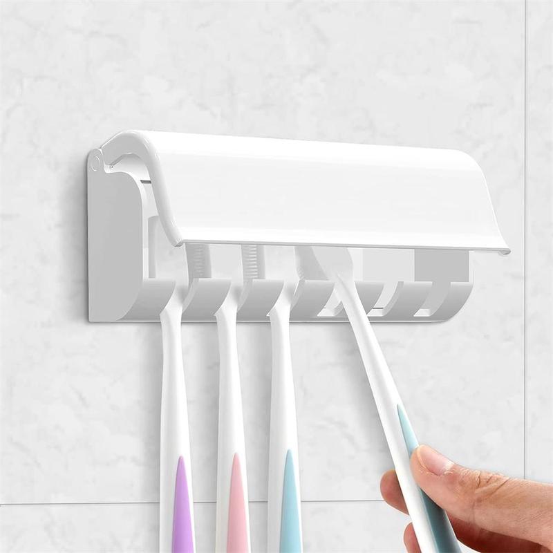 Wall Mounted Toothbrush Holder, 1 Count 6 Grid Toothbrush Dispenser, Bathroom Accessories Storage Rack, Home Organizer for Bathroom