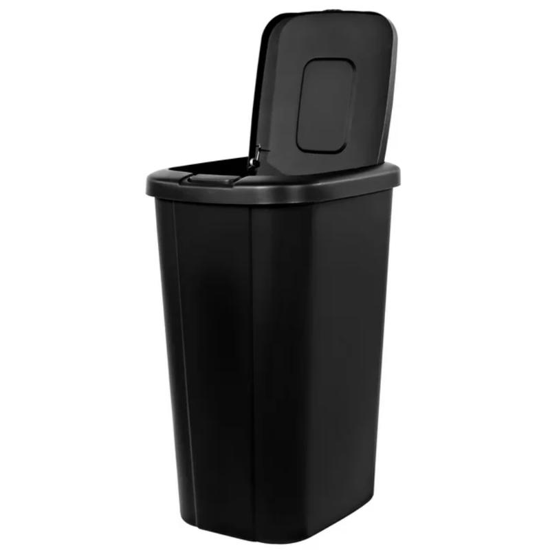 13.3 Gallon Trash Can, Plastic Touch Top Kitchen Trash Can, Black