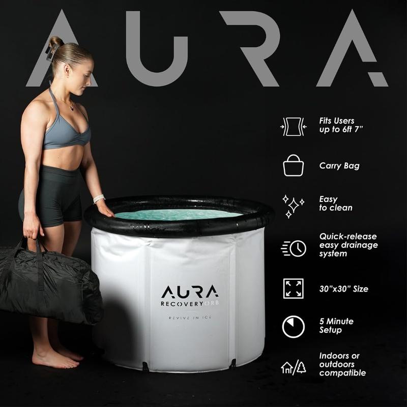 LARGE Ice Bath Tub-Portable Cold Plunge for Ultimate Water Therapy,Relaxing Plunge Bathtub,Spa for Ice Baths Soaking,Reinforced Material,Water-Repellent Lid for Recovery(Grey)