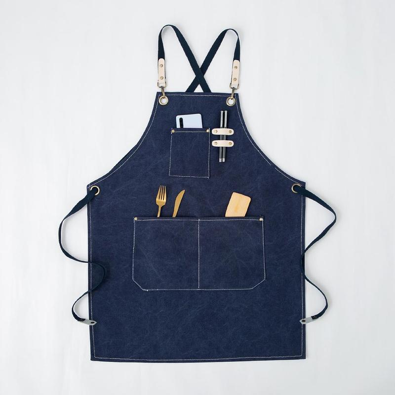 Canvas Apron with Pocket, Adjustable Waist Apron, Kitchen Cooking Apron, Coffee Shop Apron, Work Apron for Men & Women, Home Supplies