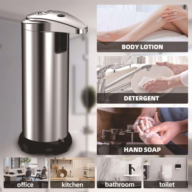 Automatic Liquid Soap Dispenser, Touchless Dish Soap Dispenser with Waterproof Base, 3 Adjustable Soap Volume Hand Soap Dispenser, Infrared Sensor Soap Pump for Kitchen Bathroom Office Hotel