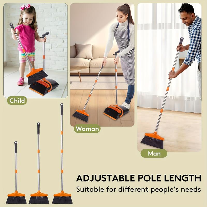 Broom and Dustpan Suit, Suitable for Home, Office, Indoor and Outdoor Cleaning, Vertical Broom and Dustpan