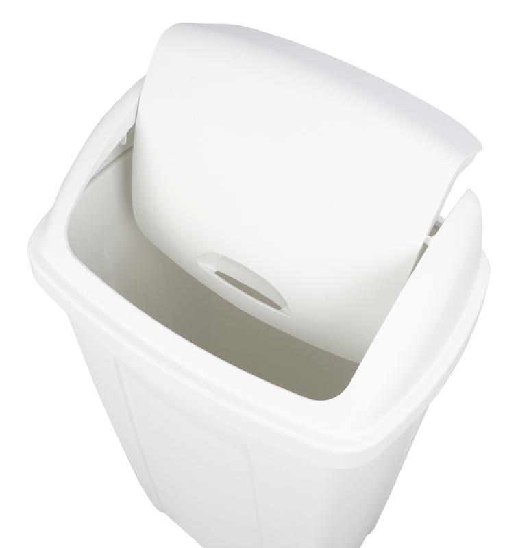 13 Gallon Trash Can, Plastic Swing Top Kitchen Trash Can, White