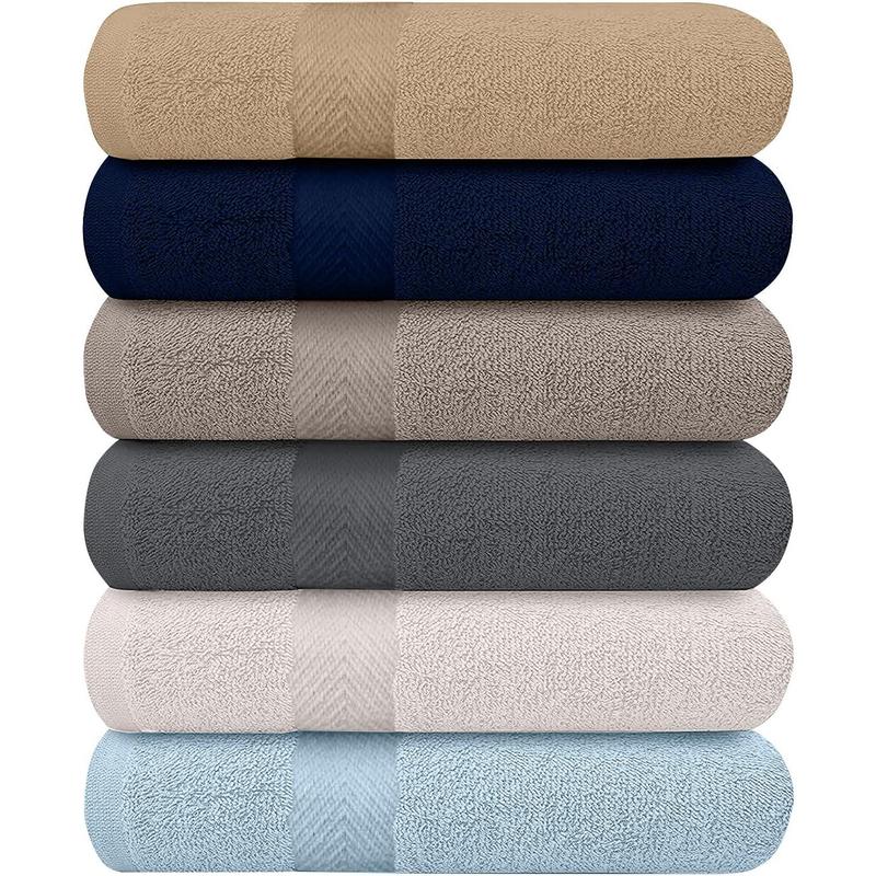 6-Pack Bath Towels - Lightweight - Extra Absorbent - Cotton - Shower towels (Multi, 27 inchesx54 inches)