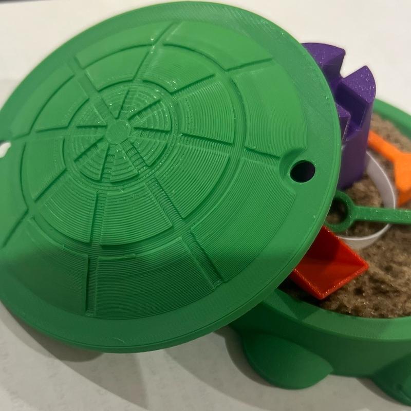 3D Printed Turtle Table Top Sand Box - 5 Inch Round with Accessories tabletop miniatures Decor animal figurine office desk