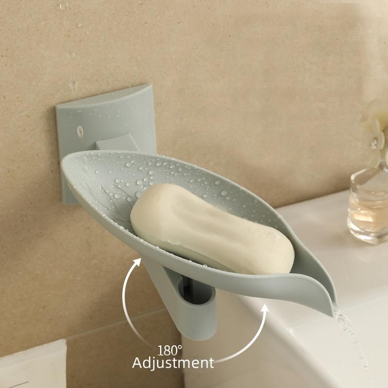 Leaf Shaped Soap Dish, 1 Count Self Draining Soap Bar Holder, Wall Mounted Soap Bar Holder for Shower, Bathroom, Kitchen Sink