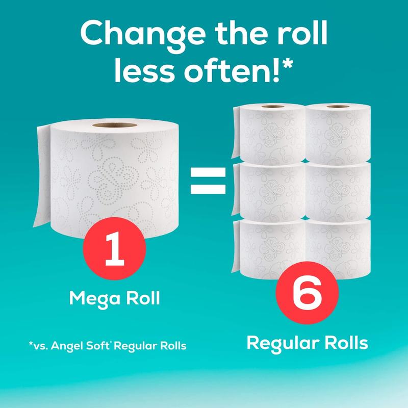 Angel Soft 2-Ply Toilet Paper, 12 Super Mega Rolls