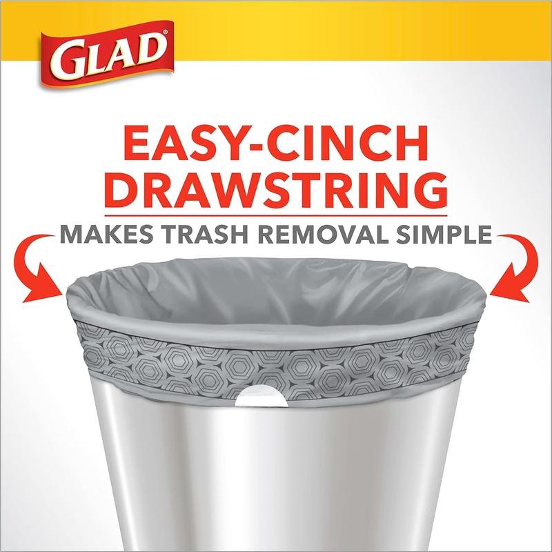 Glad Trash Bags, Medium Drawstring Garbage Bags with Clorox, 8 Gallon Grey Trash Bags, Lemon Fresh Bleach Scent, (Package May Vary), Lemon, 80 Count No brand