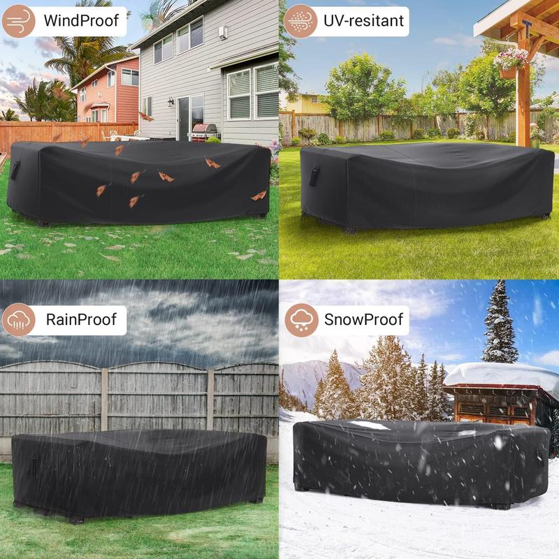 Patio Furniture Set Cover Waterproof, Mrrihand Outdoor Sectional Sofa Set Cover Heavy Duty 600D Table and Chair Set Cover 124