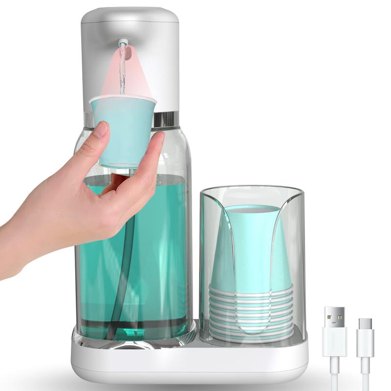 Automatic Mouthwash Dispenser for Bathroom,Bathroom Accessories Dispensers with Cups,Adjustable Dispensing Levels,Suitable for All Age Groups