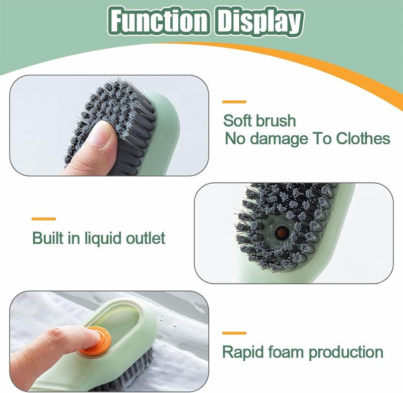 Multifunctional Cleaning Brush, Soft Bristle with Soap Dispenser for Kitchen, Bathroom, and Soft Laundry Silicone Cleaner Shoe Brush Comfortable to Grip.