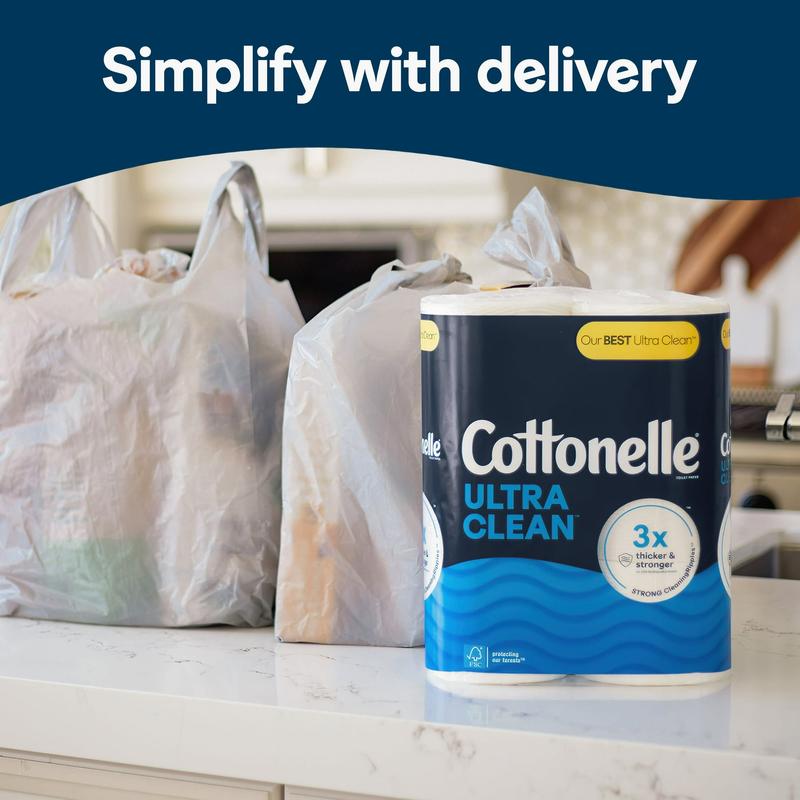 Cottonelle Ultra Clean Toilet Paper, 12 Mega Rolls Tissue Bath Sheet Wipes