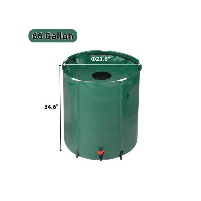 66 Gallon Folding Rain Barrel Water Collector Green