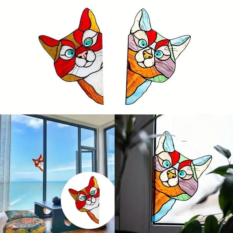 Cute Cat Pattern Glass Window Sticker, 1 Count Self-adhesive Decorative Sticker, Waterproof & Moisture-proof Decorative Film for Glass Tiles & Walls