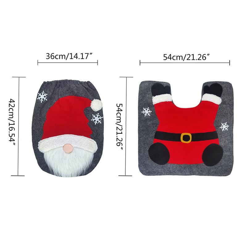 1 Count，Christmas Gnome Toilet for Seat Cover Cute for Protection Shield Floor Carpet for Festival Holiday Party Decoration Christmas Toilet Seat Cover and Rug Set