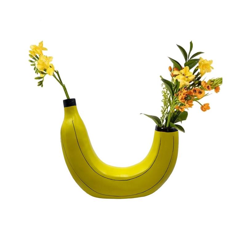 Banana Shaped Vase, 1 Count Resin Crafts Flower Vases Tabletop Decorations, Home Decor & Festive Supplies